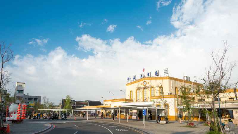 Alishan forest railway passing through misty mountains Taiwan